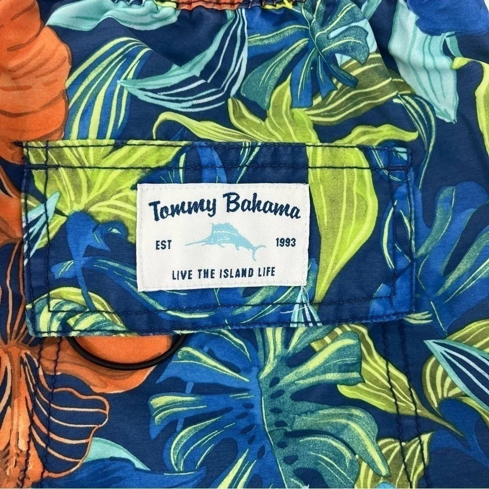 Tommy Bahama Mens Blue‎ Orange Tropical  Floral Board Shorts Swim Trunks Small